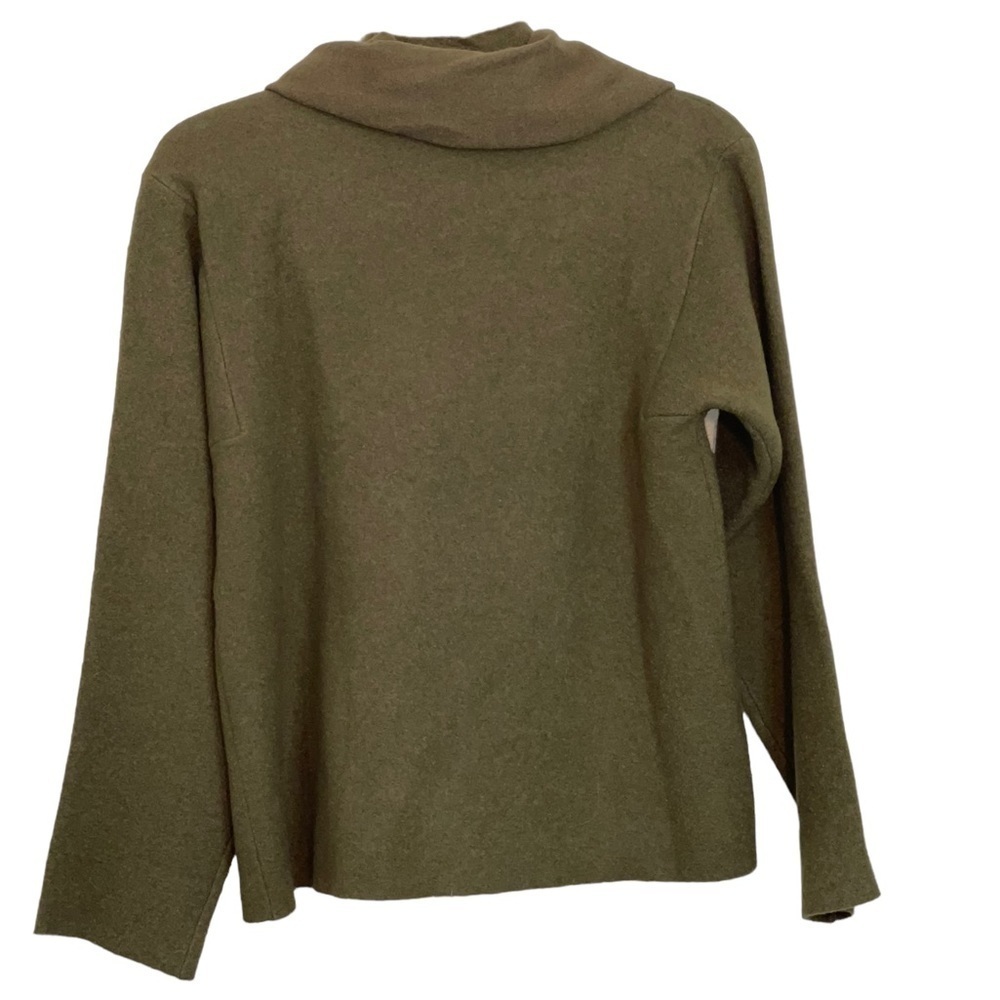Eileen Fischer wool open jacket with scarf. Size small EUC color Olive Green - Picture 4 of 8